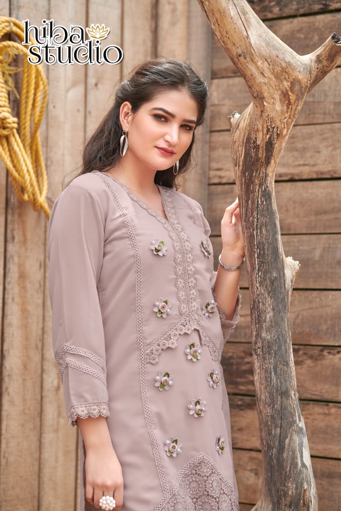 Hiba Studio Luxury Pret 45 Party Wear Top With Bottom Latest Collection 
